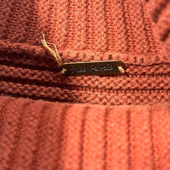 Free People Women's Orange Turtleneck Knit Sweater Dolman Sleeve - Picture 4 of 4